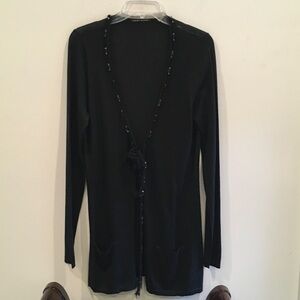 Elie Tahari Black Knit Top with Subtle Texture